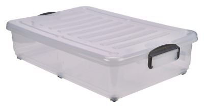 Storage Box 40L W/ Clip Handles On Wheels