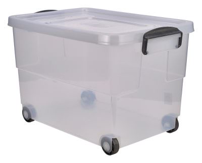 Storage Box 60L W/ Clip Handles On Wheels