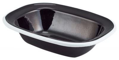 Enamel Pie Dish Black with White Rim 16cm