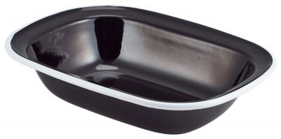 Enamel Pie Dish Black with White Rim 20cm