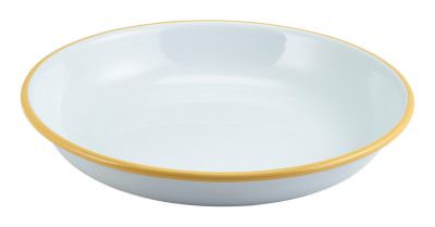 Enamel Rice/Pasta Plate White with Yellow Rim 20cm