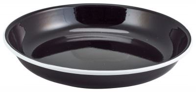 Enamel Rice/Pasta Plate Black with White Rim 24cm