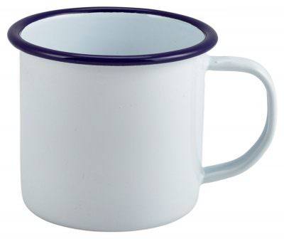 Enamel Mug White with Blue Rim 36cl/12.5oz