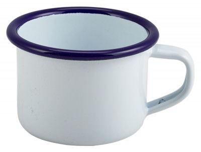 Enamel Mug White With Blue Rim 12cl/4.2oz