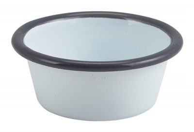 Enamel Ramekin White with Grey Rim 8cm Dia 90ml/3.2oz
