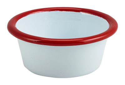 Enamel Ramekin White with Red Rim 8cm Dia 90ml/3.2oz