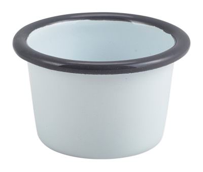Enamel Ramekin White with Grey Rim 7cm Dia 90ml/3.2oz