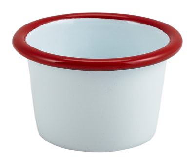 Enamel Ramekin White with Red Rim 7cm Dia 90ml/3.2oz