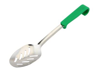Genware Plastic Handle Spoon Slotted Green