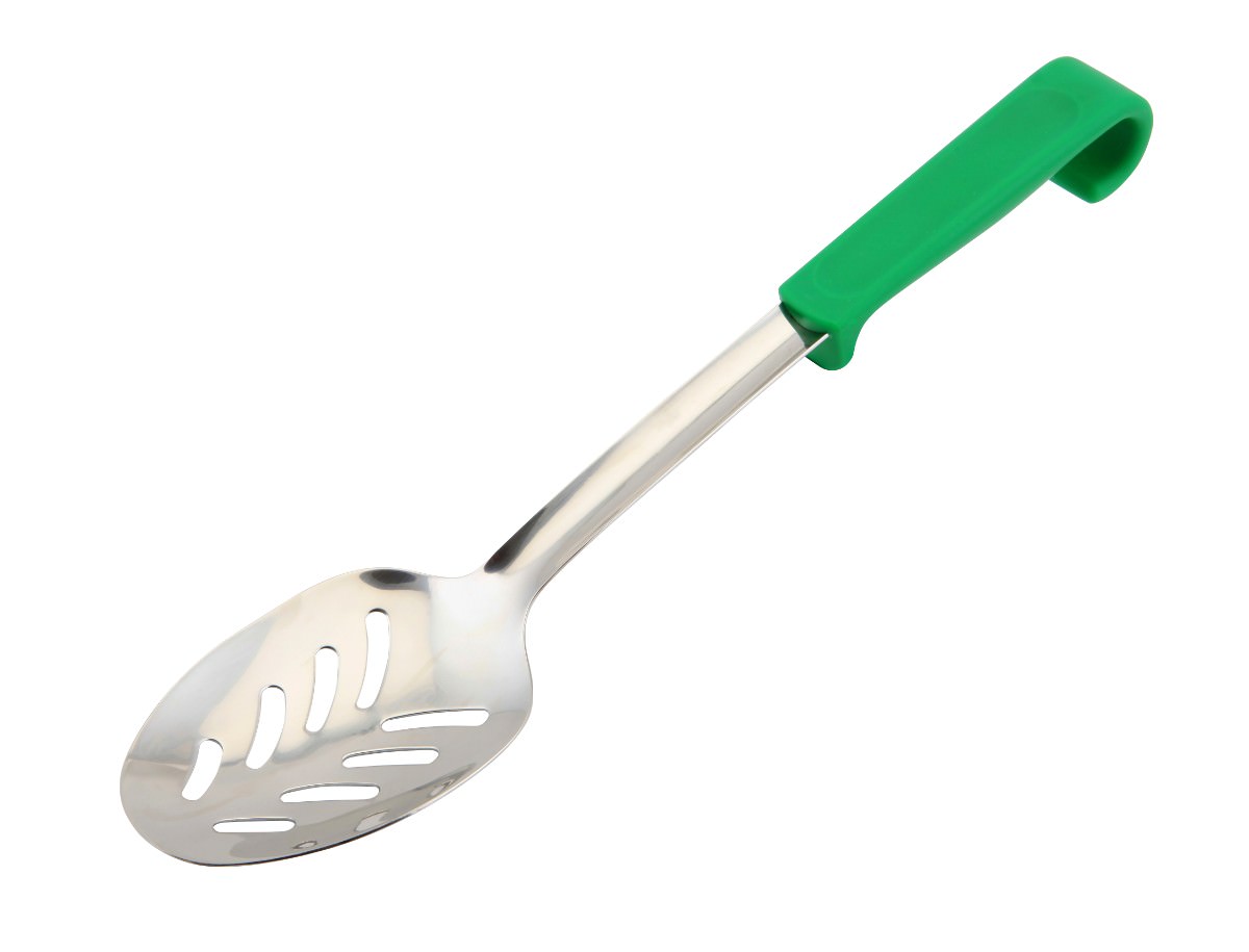 Genware Plastic Handle Spoon Slotted Green