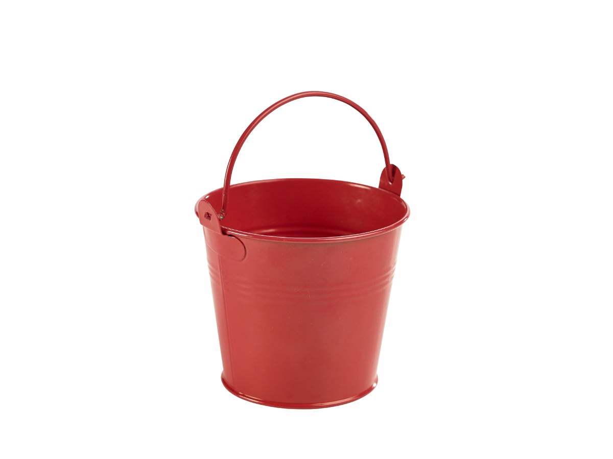 Galvanised Steel Serving Bucket 10cm Dia Red
