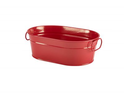 Galvanised Steel Serving Bucket Red 23 x 15 x 7cm
