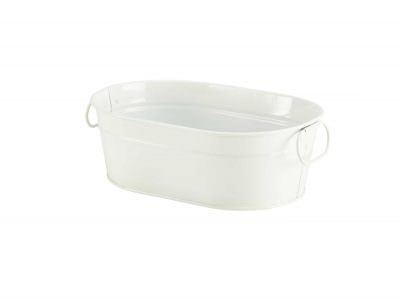 Galvanised Steel Serving Bucket White 23 x 15 x 7cm