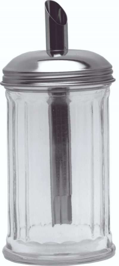 Sugar Pourer Clear Glass Base S/St.Tube Top