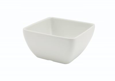 White Melamine Curved Square Bowl 10.5cm