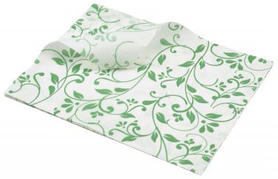 Greaseproof Paper Green Floral Print 25 x 20cm