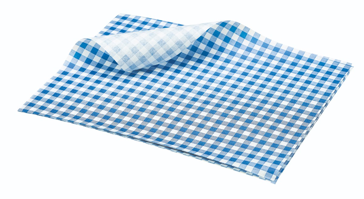 Greaseproof Paper Blue Gingham Print 25 x 20cm