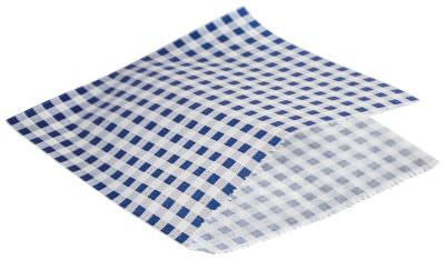 Greaseproof Paper Bags Blue Gingham Print 17.5 x 17.5cm