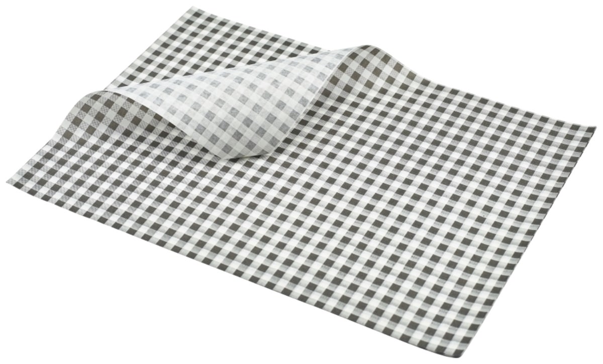 Greaseproof Paper Black Gingham Print 35 x 25cm