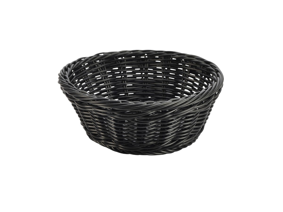 Black Round Polywicker Basket 21Dia x 8cm