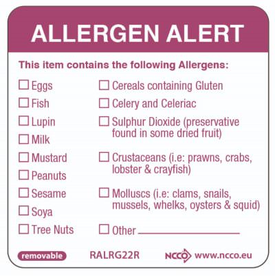 50X50mm Removable Allergen Label (500)
