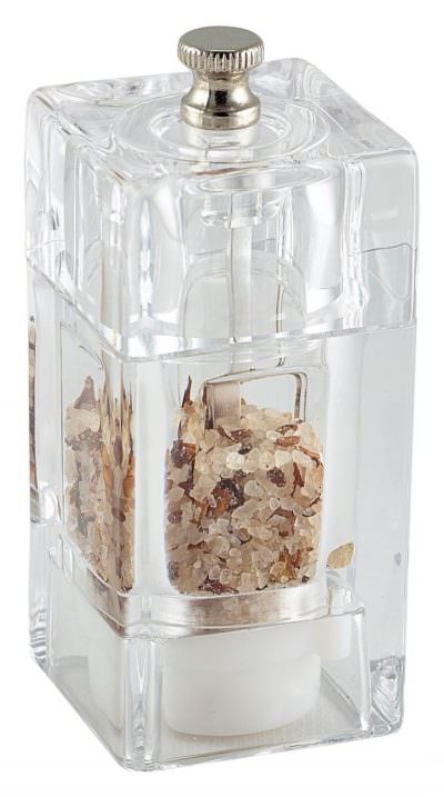Genware Square Salt/Pepper Grinder Acrylic 10cm