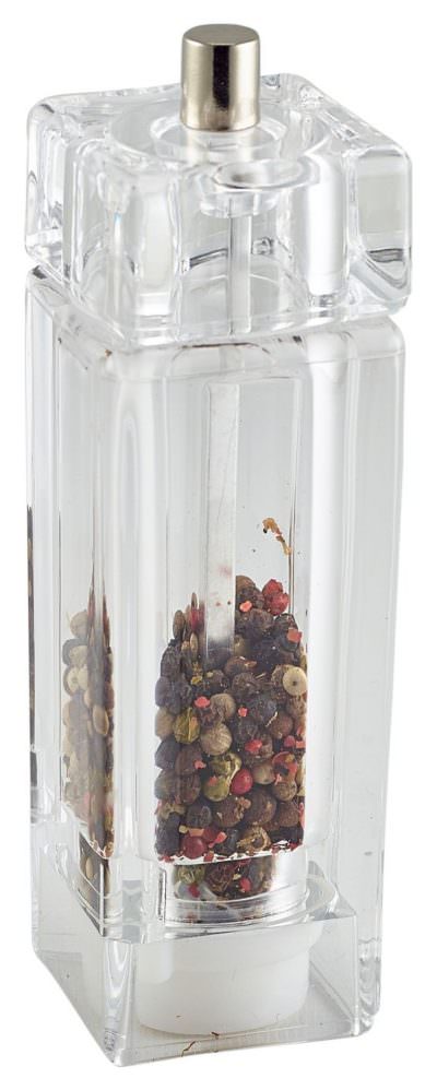 Genware Square Salt/Pepper Grinder Acrylic 15cm