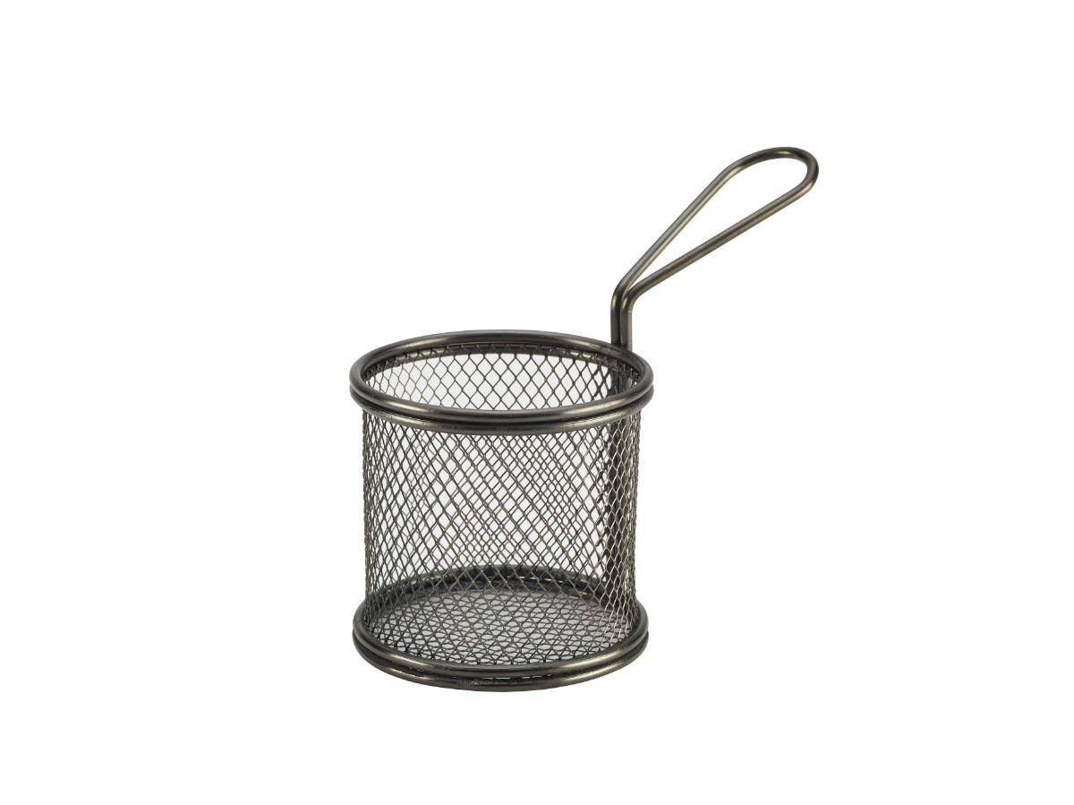 Black Serving Fry Basket Round 9.3 x 9cm