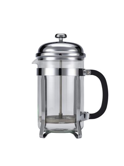 12 Cup Cafetiere Chrome Pyrex 48oz 1.5 Litre