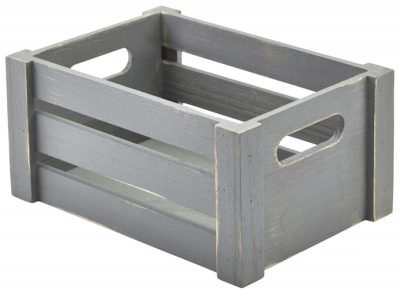 Wooden Crate Grey Finish 22.8 x 16.5 x 11cm