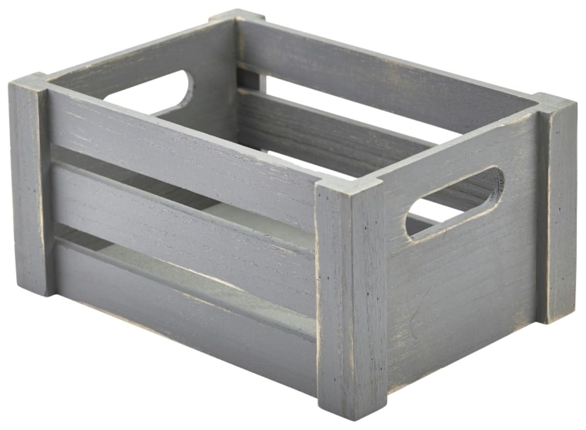 Wooden Crate Grey Finish 22.8 x 16.5 x 11cm
