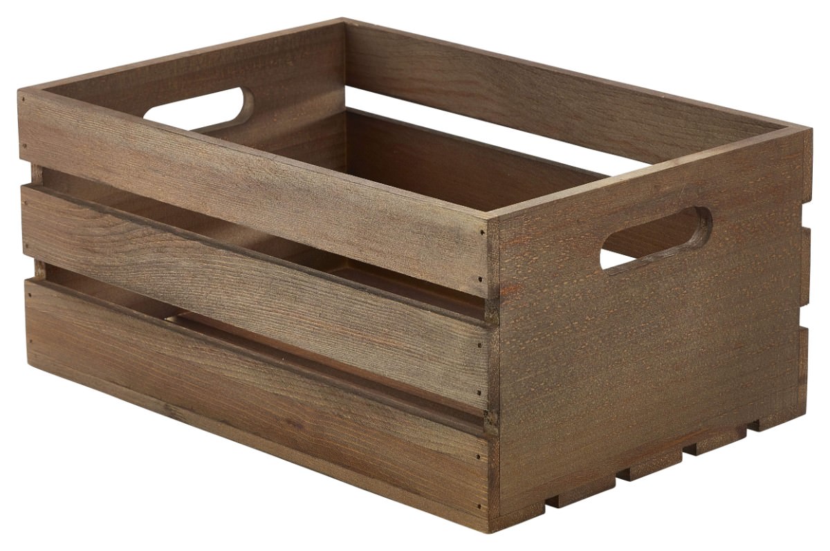 Wooden Crate Dark Rustic Finish 34 x 23 x 15cm