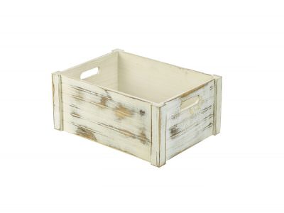 Wooden Crate White Wash Finish 41 x 30 x 18cm