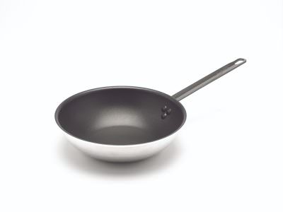 Genware Wok Flat Base 30cm Teflon Plus