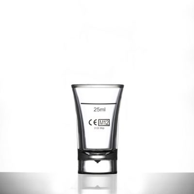 Shot Glass - Econ Clear Polystyrene Plastic 40ml, CE Marked, Lined @ 25ml - 100 Pack