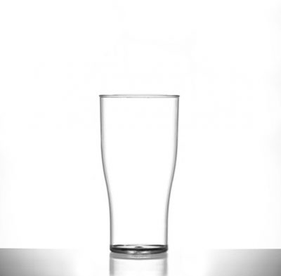 Econ Clear Polystyrene Plastic Half Pint Tulip Glass, 10oz, CE Marked - 48 Pack