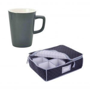 SORRY OUT OF STOCK Quilted Storage Case and Grey Latte Mug - 12 Pack