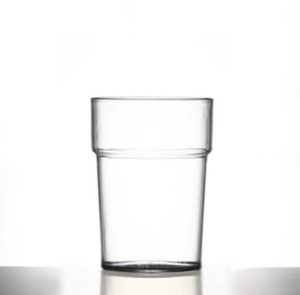 Econ Polystyrene Plastic Rigid Half Pint Tumbler Glass, Clear, 284ml / 28.4cl / 10oz, CE Marked - 100 Pack