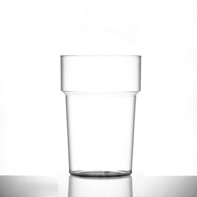 Econ Polystyrene Plastic Rigid Pint Tumbler Glasses, Clear, 20oz, CE Marked - 100 Pack