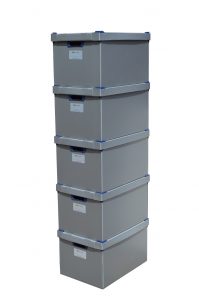6. Large Stacking Storage Boxes, Pack of 5, Height 250mm