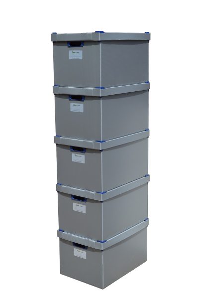 6. Large Stacking Storage Boxes, Pack of 5, Height 250mm