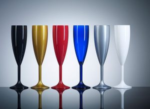 Elite Premium White Polycarbonate Champagne Flutes - 6 Pack