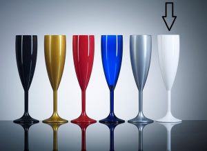 White Champagne flutes, Coloured Polycabonate - White