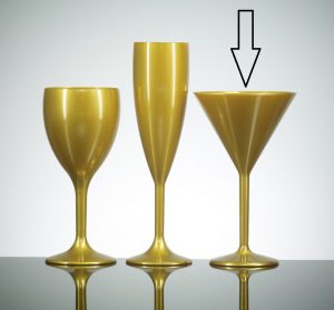 Premium Gold Polycarbonate Plastic Martini Glass 7oz - 12 Pack