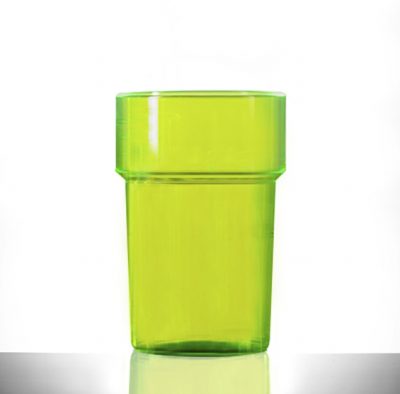 Neon Green Econ Polystyrene Plastic Rigid Half Pint Tumbler Glass, 284ml / 28.4cl / 10oz - 100 Pack