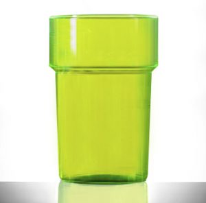 Neon Green Econ Polystyrene Plastic Rigid Half Pint Tumbler Glass, 284ml / 28.4cl / 10oz - 100 Pack