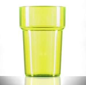 Neon Green Econ Polystyrene Plastic Rigid Half Pint Tumbler Glass, 284ml / 28.4cl / 10oz - 100 Pack