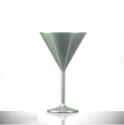 Premium Silver 7oz Martini Glass, Polycarbonate Plastic – 12 Pack
