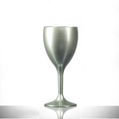 Silver Polycarbonate Plastic Wine Glasses, 9oz - 12 Pack