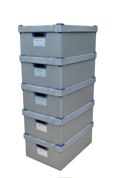 4. Medium Stacking Storage Boxes, Pack of 5, Height 200mm